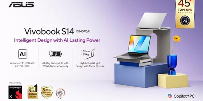 ASUS Vivobook S14 (S3407QA) Laptop AI Ramping untuk Mobilitas dan Produktivitas Seharian